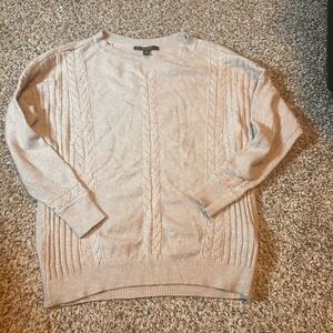 Cyrus Womens Cable‎ Knit Sweater Medium Beige Long Sleeve Pullover